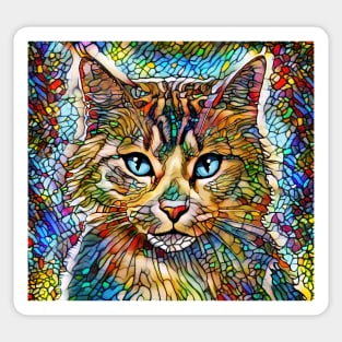 Multicolor Cat 705 Mosaic Stained Glass Style Sticker